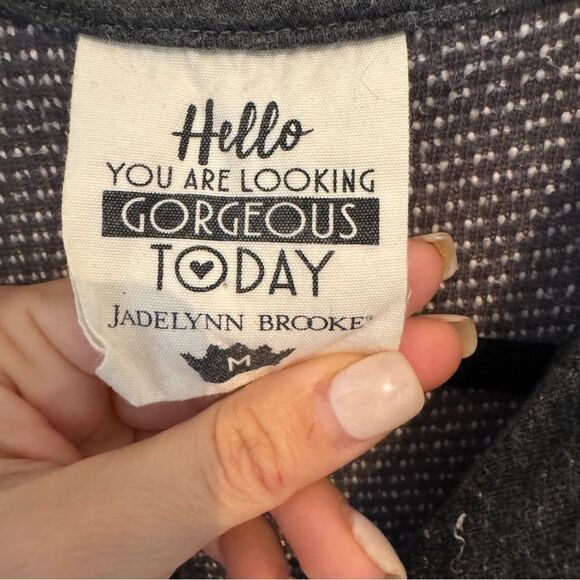 Jadelynn Brooke Women's Long Sleeve 1/4 Zip Pullover Color Gray and White - Picture 5 of 7